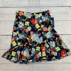 Chaps sz S Skirt Elastic Waist Floral Print Knee Length New NWT
